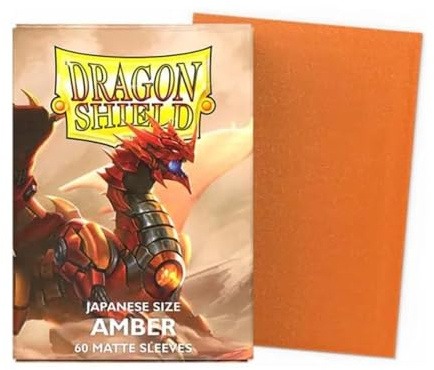Dragon Shield | Japanese Size Card Matte Sleeves | 60 CT - Smooth & Tough Premium TCG Sleeves - Compatible with Yu-Gi-Oh, Naruto, Cardfight & Vanguard | Amber