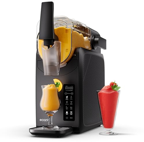 ecozy Slush Maschine, 24h-Timer, Selbstreinigung, Kindersicherung, 5 Programme, Slushie, Cocktail, Milchshake, Frappé, Wein, LED-Touchscreen, 2L Slushie Maschine, Kein Eis erforderlich