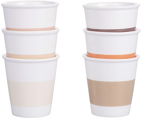 Set 6 tazzine caffè 60 ml in porcellana, decoro righe, Daily Chocolate
