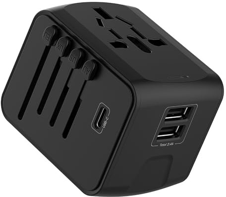 Adaptateur de Voyage Universel dans Le Monde Entier avec PD20W, 2 USB, 1 USB C et Prise AC, Adaptateur International, Travel Mate, pour l'Allemagne, Les États-Unis, l'Angleterre, la