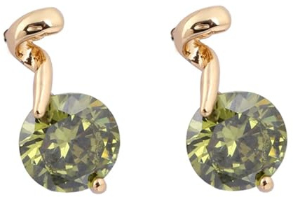 Tolldek Pendientes para mujer de oro de 18 quilates 750, verde granate clásico, pendientes estilo Art Nouveau de oro amarillo Au750 auténticos