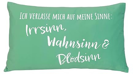 Quantum Interior by Maxland Lustige Dekokissen mit Sprüchen, Dekoratives Samtkissen mit Druck, Verschiedene Größen, Sofakissen mit Füllung, Geschenk für Männer und Frauen (Sinne, 30x50 cm)