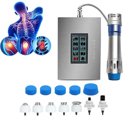 QINPI Máquina Profesional De Terapia De Ondas De Choque, Masajeador Muscular Profundo Portátil De Ondas De Choque Extracorpóreas De 350 W, con 7 Cabezales De Masaje, para Codo, Hombro, Rodilla, Pie