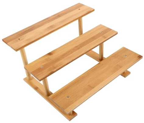 iplusmile Wood Plant Stand 3-tier Flowerpot Rack for Indoor Balcony with Solid Wood Construction, Triangular Desktop Display Shelf for Plants and Decorative Pot Storage