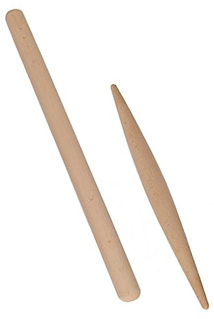 Luxshiny Wooden Kitchen Rolling Pin Set, Large Beech Dough Stick for Pastry Cooking and Baking, 2pcs Non-Painted Rolling Pins Pointed and Round Heads, Home Baking Accessory for Dough and Pizza