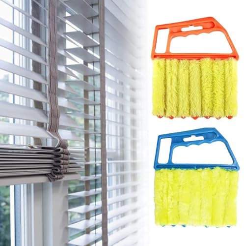 Bekecidi 2 limpiadores de persianas, plumero para persianas, herramientas de limpieza húmeda, herramienta de limpieza de persianas, cepillo de plumero de 7 dedos para persianas, aire acondicionado y