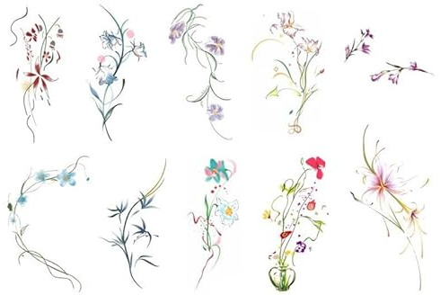Hand-painted Bouquet Lily Small Fresh Tattoo Stickers Female Durable Waterproof Stickers