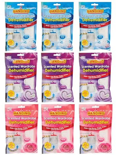 VR Angle Set Of 9 Scented Hanging Wardrobe Dehumidifiers | Available in Lavender, Fresh Linen & Rose Scents Flavors | Keep Clothes Fresh & Dry Everyday