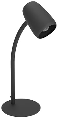 EGLO Tischlampe Carlo, Nachttischlampe mit Flexarm | Tischleuchte Schreibtisch, Lampe aus Metall in Schwarz, E14 Fassung