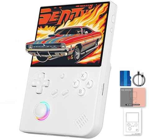 XiFanHo RG40XX V - Console de jeu rétro - Écran IPS 4,0 - Console de jeu portable avec 64 Go Linux OS - Système de jeu classique avec batterie de 3200 mAh (Blanc)