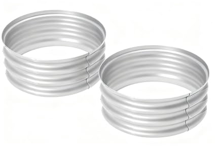 Bamworld Orto Rialzato da Esterno Rotondo 2 Pezzi, Fioriera in Metallo Zincato per Giardino e Balcone, Contenitore da Coltivazione per Verdure Fiori Erbe, 60x30cm Argento