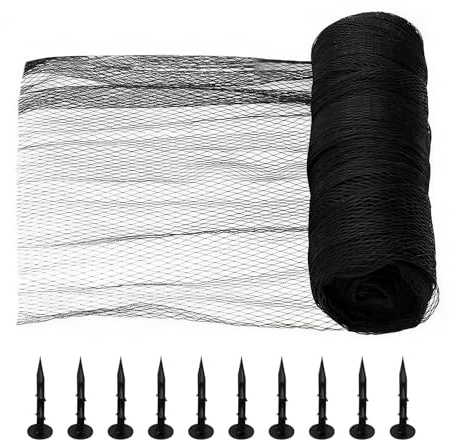 SHYICHENG Pond Netting 4m x 5m, HDPE Fish Pond Cover with Pegs, UV-Resistant Koi Protection Net to Deter Herons, Birds, Cats, Leaves Debris