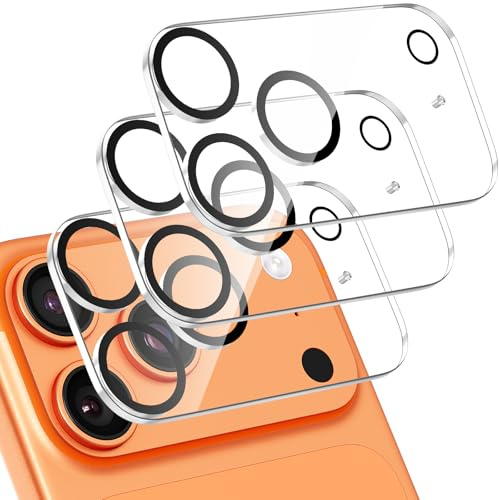 Giftorld [Lot de 3 protections d'objectif d'appareil photo pour iPhone 17 Pro, verre trempé 9H, anti-rayures, compatible avec les coques, cercle de nuit, sans bulles, clarté HD, couverture complète