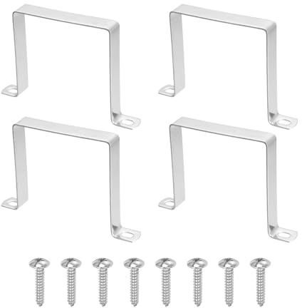 sourcing map 4pcs 4 x 4 Square Pipe Clamp, 304 Stainless Steel U Shaped Connector Bracket Heavy Duty Tube Strap Buckle with Self-Tapping Screws for Tube Installation