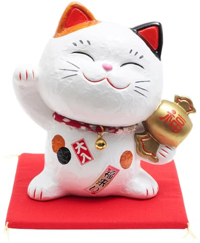 Lucky Cat Piggy Bank, 6.7 inches, Good Luck Charms, Japanese Decor, Ceramics, with Box, SN-028-Z-US