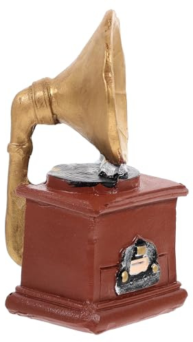 Abaodam Mini Gramophone Rétro en Résine, Modèle de Phonographe Miniature Vintage, Décoration pour Maison de Poupée, Accessoire Photo et Objet Décoratif pour Mini Maison, Taille Moyenne