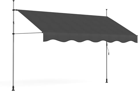 XUANYU Tenda da Sole per Esterno Avvolgibile, Tenda da Sole a Morsetto con Manovella, Tettuccio Resistente al Sole e Impermeabile, per Balconi Terrazzo Veranda (Nero 350 x 180 cm)