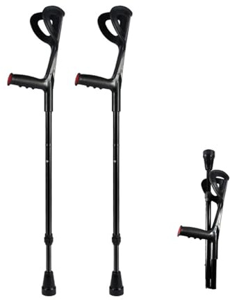 Gehstöcke, Unterarmgehstützen klappbar (2er Set), höhenverstellbar, aus leichtem Aluminium, rutschfest, ergonomischer Griff, Gehhilfen für Erwachsene