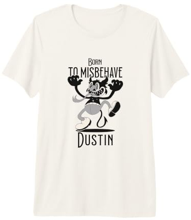 Homme Dustin - Beau nom de garçon avec Un Petit démon Mignon T-Shirt Haut de Gamme