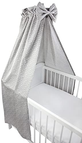 TupTam Baldacchino per Letto per Bambini con Fiocco, Stelle Grigio 2, c. 160x240 cm
