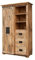 MASSIVMOEBEL24.DE | Railway - massiver Schrank Natur, lackiert | Mangoholz | 100x45x175 | mit Schiebetüren + Eisenelemten | Aufbewahrungsschrank Flurschrank