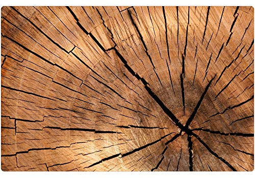 Tischsets 6er als abwaschbare Tischdeko im Landhaus Stil - Platzsets Holzoptik braun als Tischuntersetzer in 43 cm - Platzdeckchen als Tischunterlage für Esstisch Wohnzimmer Tisch