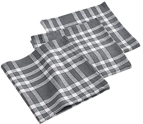 Stoffservietten Grau kariert Landhaus 3 er Set 45x45 cm