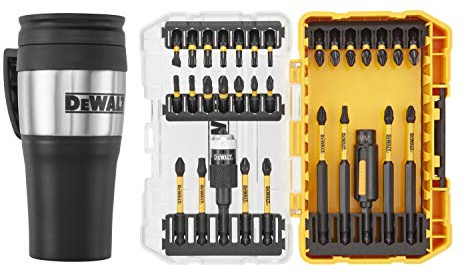 DeWalt DT70736TM-QZ - Toughcase: Juego de puntas de 32 piezas para taladro y tornillo FLEXTORQ y Termo Taza