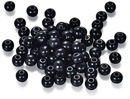500 Stück schwarze Holzperlen, 8 mm, runde Kugeln, gefärbte Holzperlen, Abstandshalter für DIY-Schmuckherstellung, Armbandherstellung (2 mm Loch)