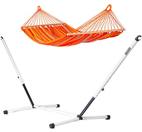 LA SIESTA - Alisio Toucan - Doppel-Stabhängematte Outdoor + pulverbeschichtetem Stahl-Gestell