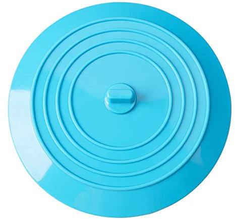 kuou Silicone Tub Stopper, Universal Sink Plug Drain Plug, 6 Inches Drain Stopper Cover for Kitchen Bathroom Laundries (Blue)