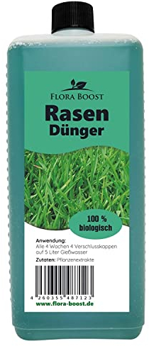 Flora Boost Rasendünger Flora Boost 500ml I Für 250m² Rasenfläche I Starterdünger für alle Rasen Sorten geeignet I Flüssigdünger für grünen Rasen I 100% natürlicher Pflanzendünger