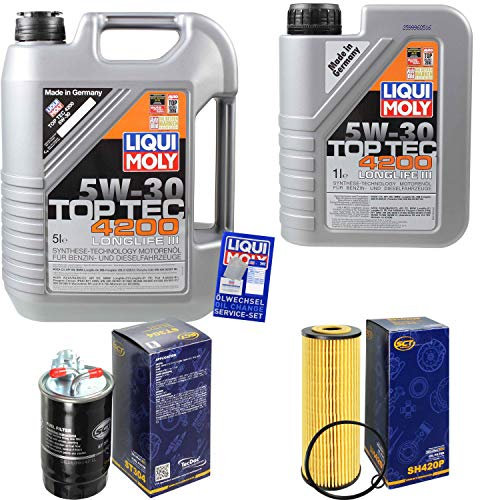 QR-PARTS 69402104 Filter Set Inspektionspaket 6 Liter Motoröl Top Tec 4200 5W-30 SCT Germany Kraftstofffilter Ölfilter