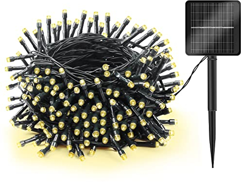HELESIN Solar Lichterkette Aussen, 22m 200LED Solar Lichterkette Außen mit 8 Modi, 1200mHA Wetterfest Solarlichterkette Außen für Garten, Balkon, Weihnachten, Halloween und Terrassen