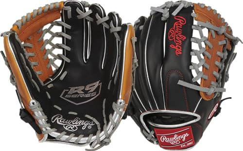 Rawlings Guante de béisbol R9 CONTOUR | 11.5 pulgadas | Red Trap-Eze modificada | Lanzamiento de mano izquierda