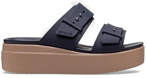 Crocs Femme Brooklyn Buckle Low Wedge Sandales, Deep Navy, 39/40 EU