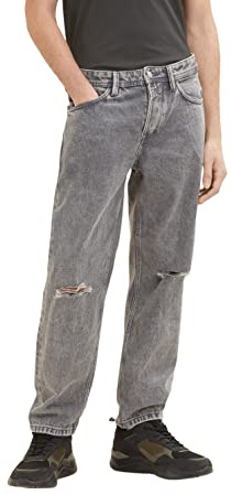TOM TAILOR Denim Herren Loose Fit Jeans 10222 - Destroyed Light Stone Grey Den 36W / 34L