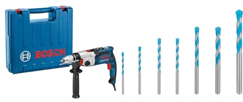Bosch Professional Schlagbohrmaschine GSB 21-2 RCT (Bohr-Ø in Beton: 13-22 mm, Zusatzhandgriff, im Koffer) + 7x Expert CYL-9 MultiConstruction Bohrer Set (für Beton, Ø 4-12 mm, Zubehör)