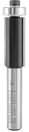 ENT 13572 Fraise à affleurer, Arbre (S) 8 mm, Diamètre (D) 12 mm, NL 25 mm, SL 32 mm, GL 65,9 mm, en carbure, avec roulement à billes