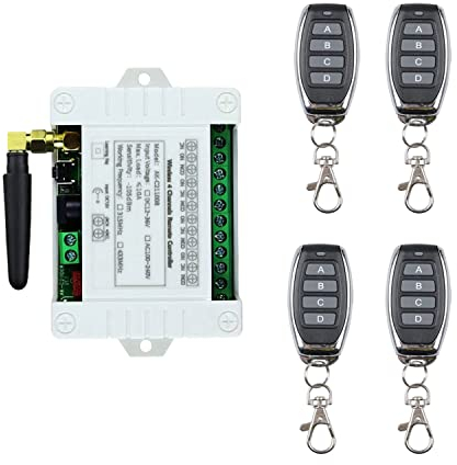 DC 12V 24V 36V 4 kanäle universal Funkfernsteuerung Funkschalter Funkempfänger schalter Handsender Fernbedienung potentialfrei licht motor Antrieb Garagentor mit 3 Metallfernbedienung