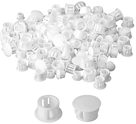 100 Pcs Plastic Plugs, 8mm White Plastic Hole Plugs, Locking Insert End Cap, Screw Hole Covers for Furniture, Machines, Cabinets