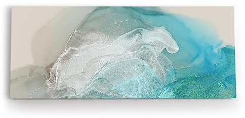 Paul Sinus Wandbild 120x50cm Abstraktes Bild Türkis Hellblau fließende Farben