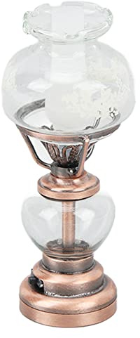 Lampe Miniature de Maison de Poupée, Lampe de Bureau à LED à L'échelle 1/12 et Mini Accessoires de Décoration de Maison de Poupée à Piles, éclairage de Chandelier Miniature à LED (Bronze)