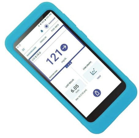 SNK Premium Silicone Case (More fit/More Coverage/More Protection) for Omnipod 5 Receiver (Continuous Glucose Monitoring) (Blue)