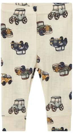 NAME IT Baby - Jungen Nbmwang Wool Needle Longjohn Noos Schlafanzughosen, Weiß, 50 EU