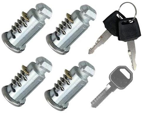Lot de 4 noyaux de verrouillage compatibles avec cylindres de verrouillage avec système à clé unique, cylindre à clé pour porte-vélos, porte-bagages de toit, tours, porte-skis
