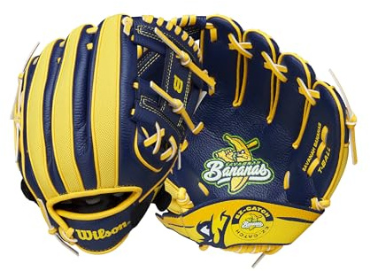 Wilson 2024 A200™ EZ Catch™ Savannah Bananas 10 tum T-bollhandske – högerhänt kast, marinblå/gul