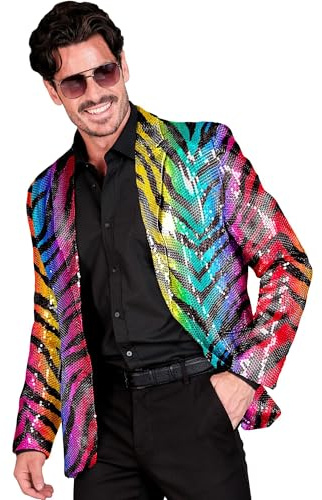 W WIDMANN MILANO Party Fashion - Pailletten Jackett Herren | Glänzender 70er Jahre Disco Blazer, Anzugjacke für Festival, Karneval und auffällige Party Looks