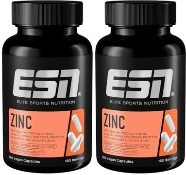 ESN Zinc, 2 x 120 Kapseln, Zinkbisglycinat, 25 mg Zink pro Kapsel, vegan