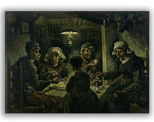 TNGHHSGA Dipinti famosi I mangiatori di patate Stampa su tela Riproduzioni di Quadri classici Decorazione da parete su tela per soggiorno 60x84 cm senza cornice